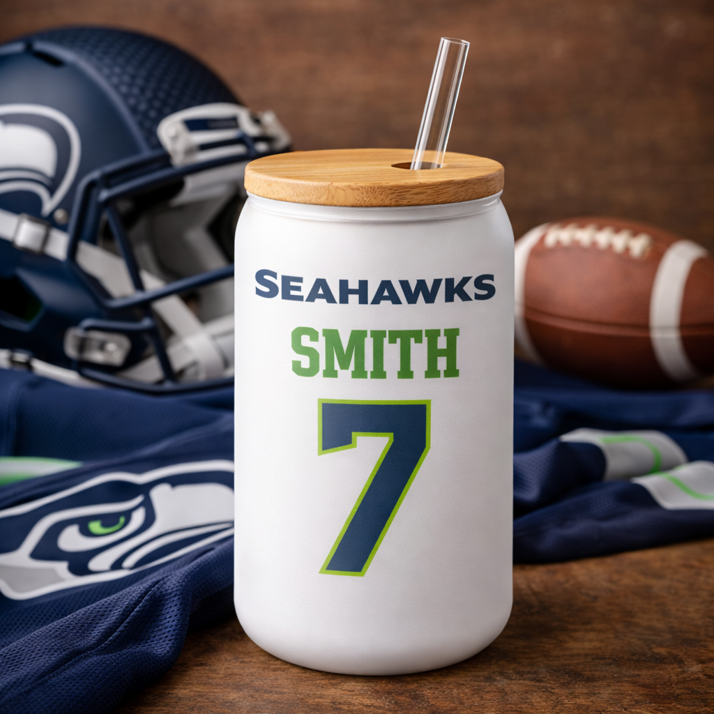 Custom Sports Team Frosted or White Glass Can