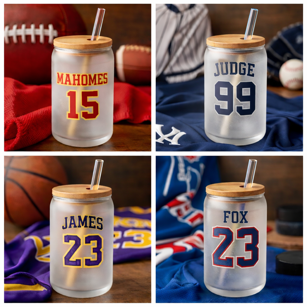 Custom Sports Team Frosted or White Glass Can
