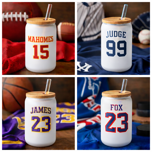 Custom Sports Team Frosted or White Glass Can